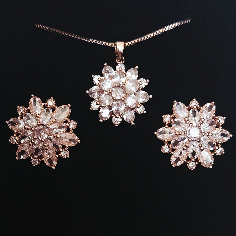 Rose Gold Floral Jewelry Set